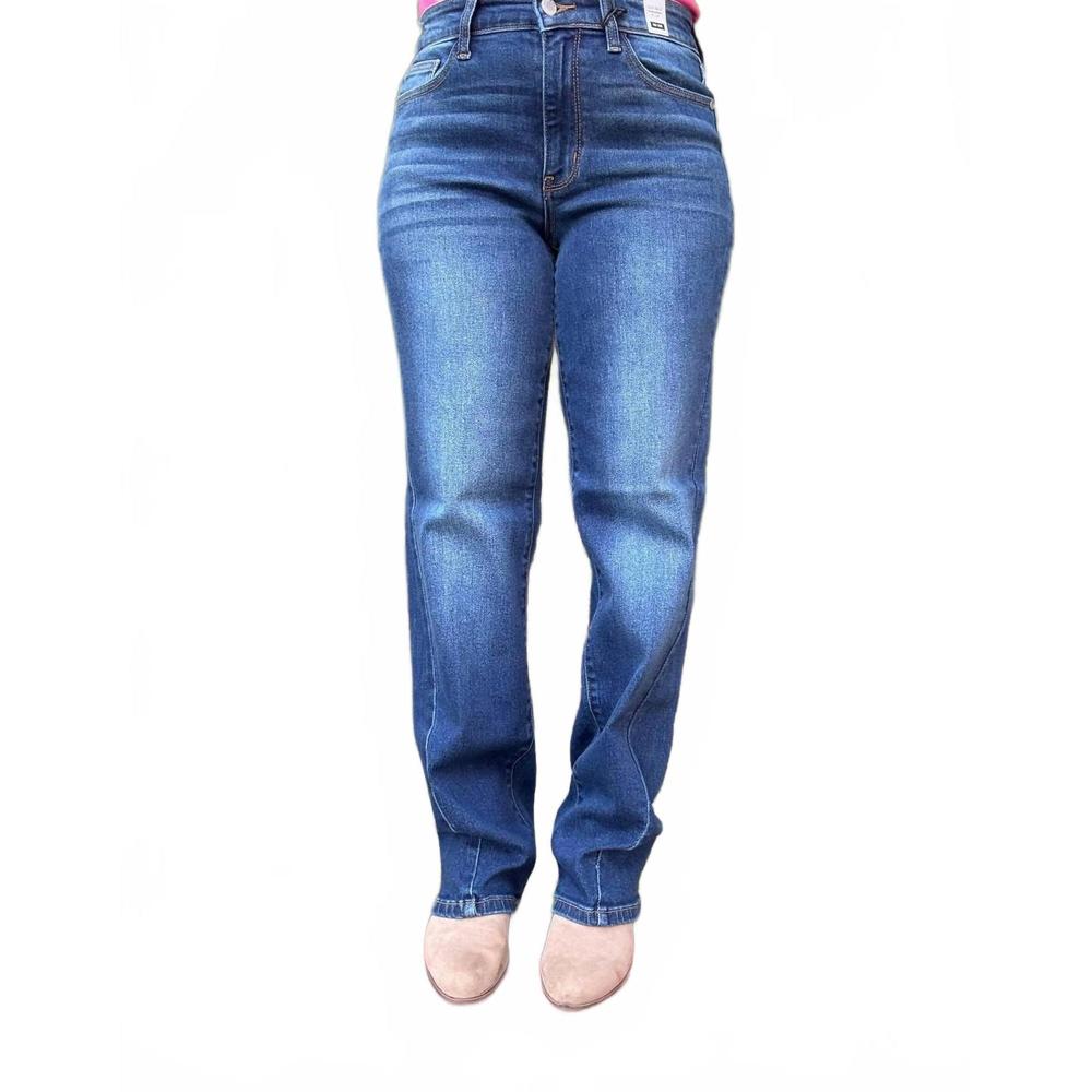 NEW JUDY BLUE colette mid-rise straight leg denim jeans in dark wash